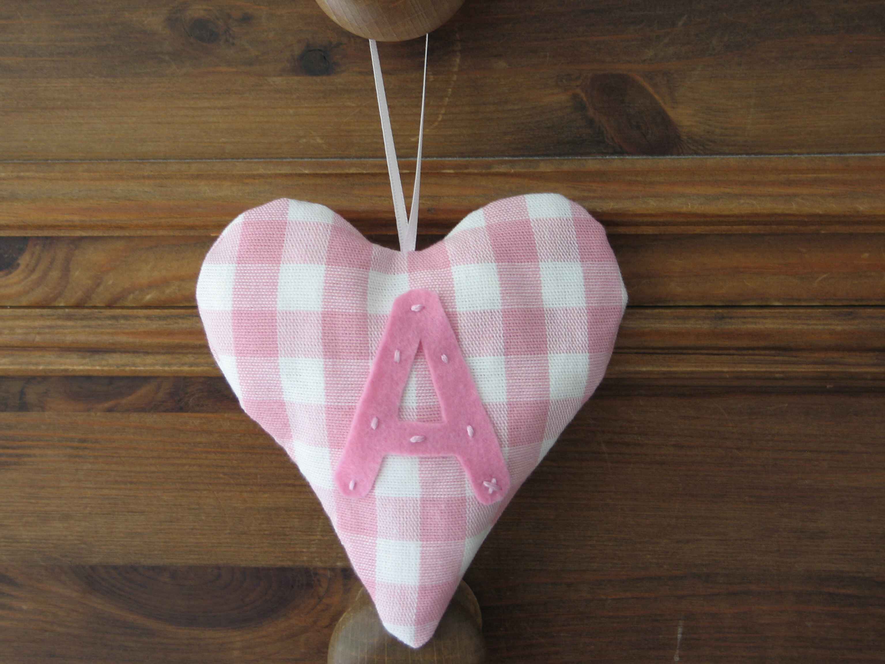 Pink gingham lavender heart